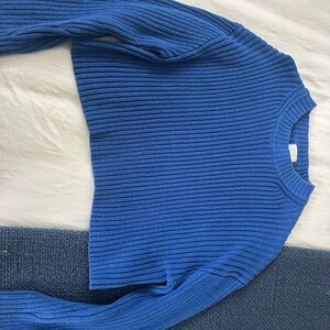 Blue Ribbed Women's Sweater